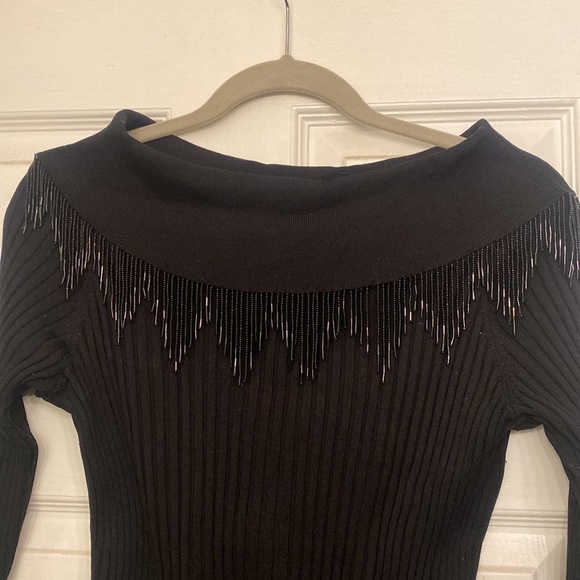 Belldini Beaded Boat Neck Silk Sweater - Picture 3 of 6